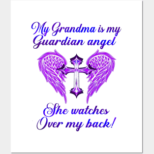 My Grandma Is My Guardian Angel She Watches Over My Back Posters and Art